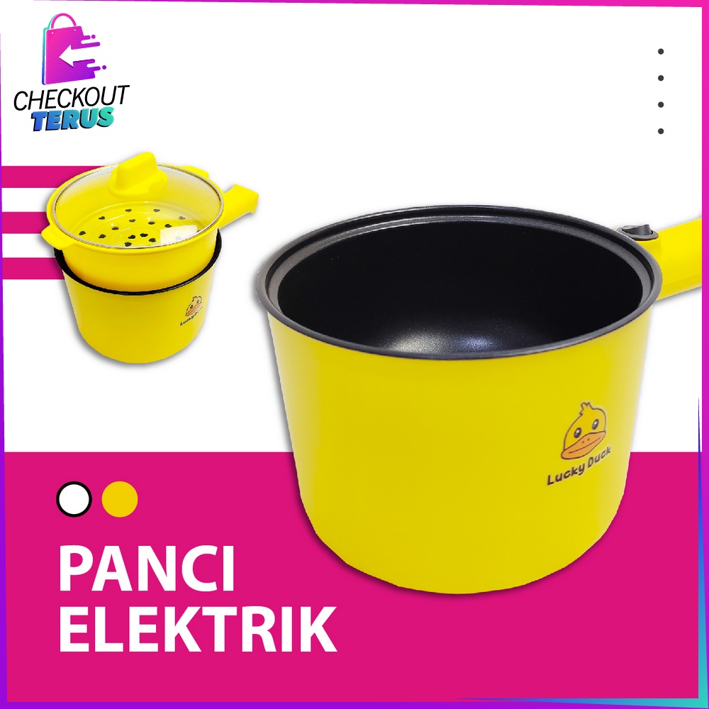 CT C520 Panci Elektrik 2IN1 Dengan Keranjang Kukus Motif Bebek Panci Kukus Listrik Serbaguna Panci Listrik Portable