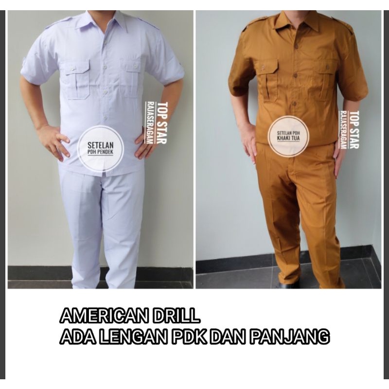 Setelan PDH PDL Kemeja Celana Kerja Dinas Lapangan Net Tv Kantor Drill