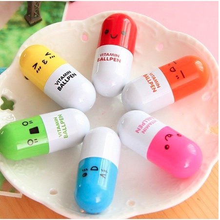 PULPEN KAPSUL VITAMIN / PENA VITAMIN UNIK / PENA VITAMIN KAPSUL / PULPEN KAPSUL LUCU SOUVENIR