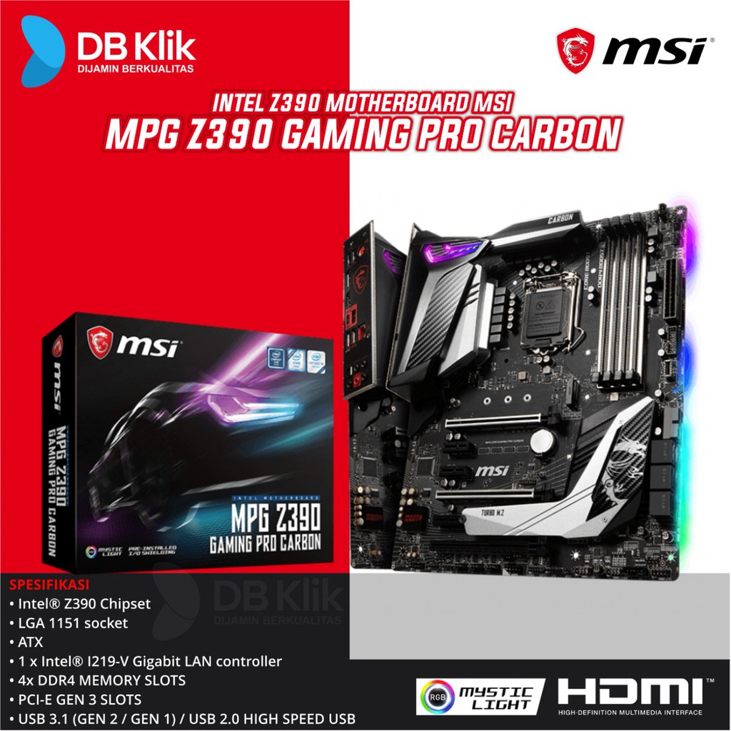 Motherboard Msi Mpg Z390 Gaming Pro Carbon Mb Msi Mpg Z390 Pro Carbon Shopee Indonesia