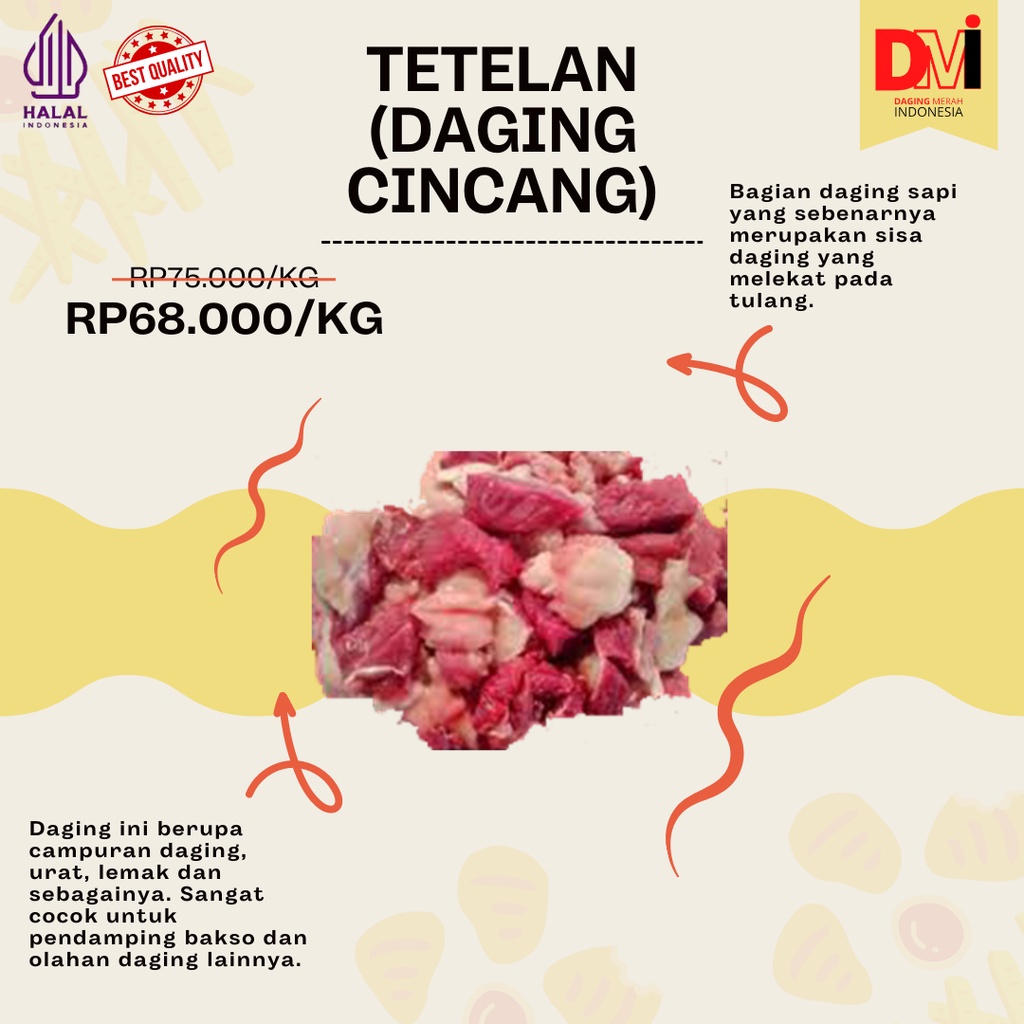 

Tetelan Sapi / Daging Sapi Cincang / Daging Tetelan