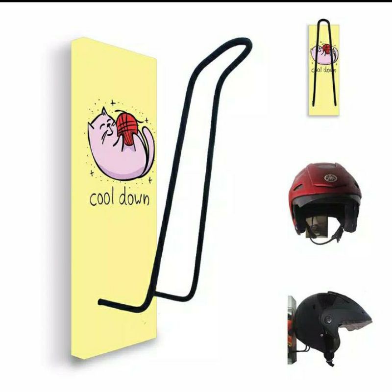 Rak Helm Gantung/ Tempat Helm/ Rak Kayu Kucing Lucu
