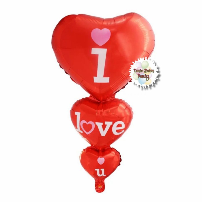 Balon Foil Love I Love You / Balon I Love You Tiga Susun