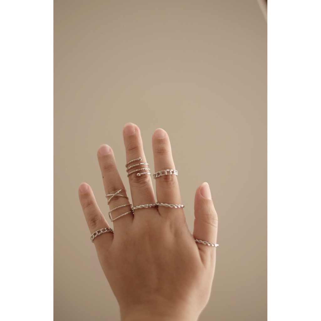 Ark.co - Porta set stack rings (gold,silver,black) cincin tumpuk