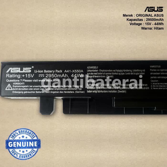 Original Baterai Asus X450 X450C X450CA X450V X452 A41-X550 A41-X550A