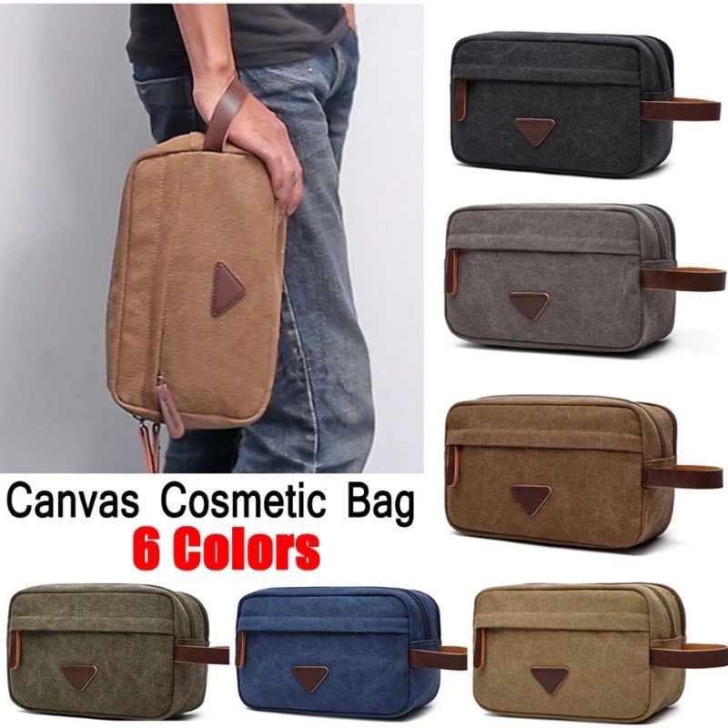 Canvas original legums Cosmetic Bag - Hand Bag Pria 2 Ruang Utama