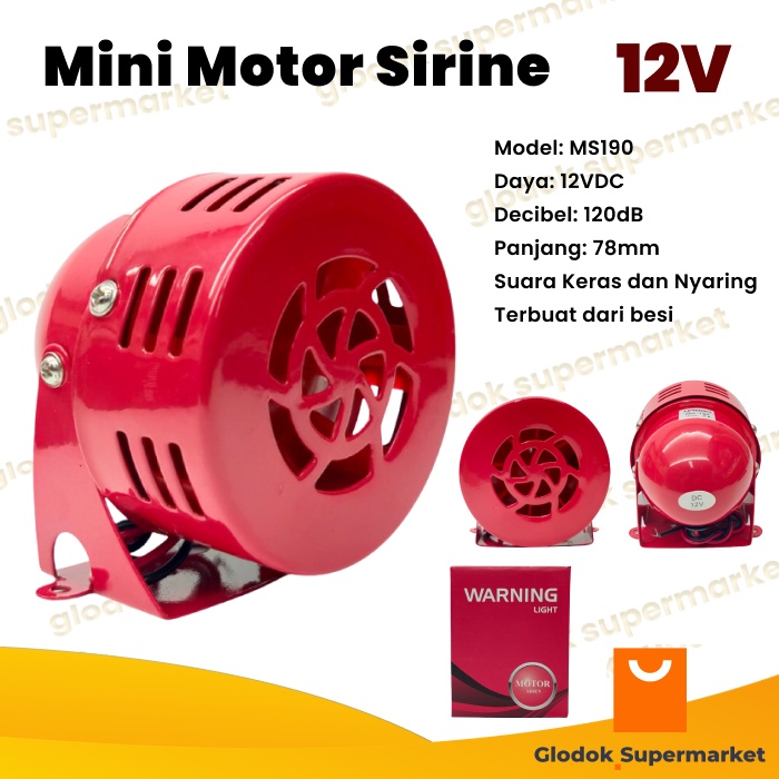 Motor Sirine Mini MS190 12V Baby Siren Alarm MS-190 12 Volt DC