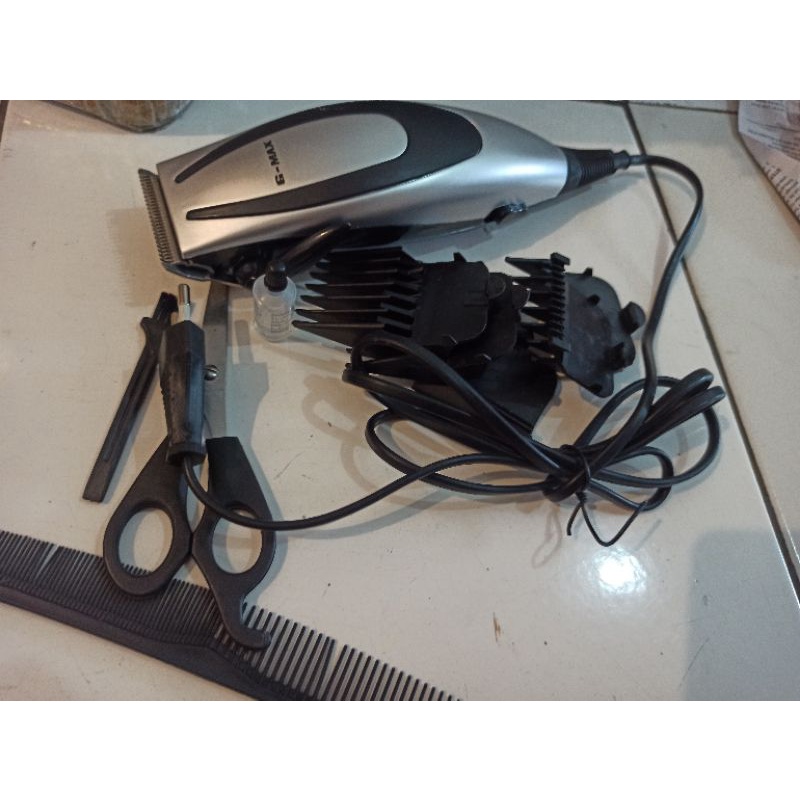 Paket komplit alat cukuran rambut + gunting sisir kabel kemei mesin cukur hair clipper senyap