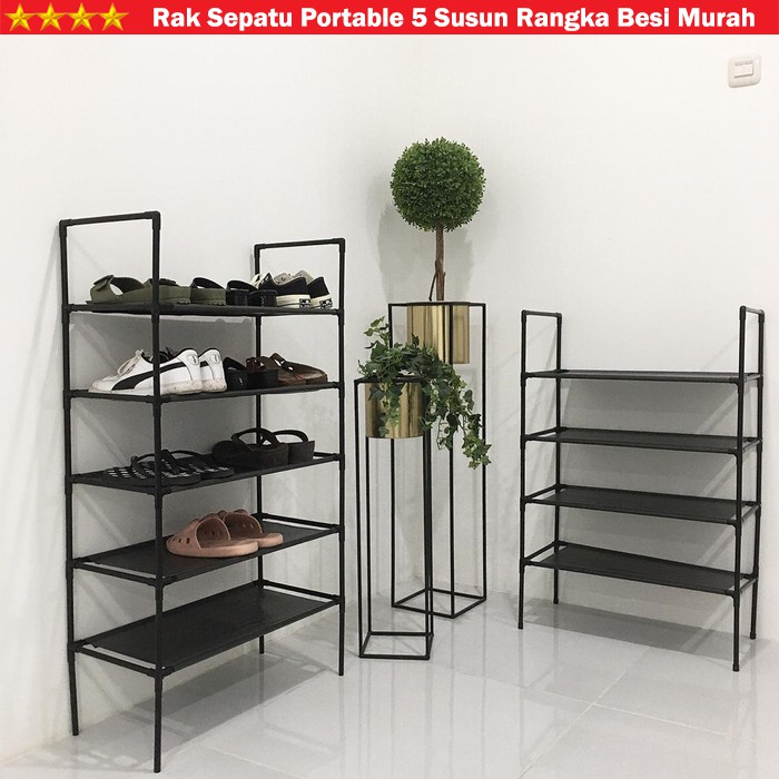  Rak  Sepatu Portable 5 Susun  Rangka Besi  Payung Holder 