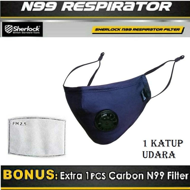 Masker N95 Carbon Filter 1 Katup + Tali Hijab + Filter Carbon