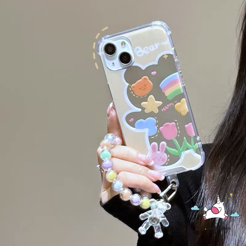 Case Handphone Motif Kartun Beruang Pelangi Untuk iPhone 11 7plus 8plus 7 8 Plus XR X XS Max 11 12 13 Pro Max SE