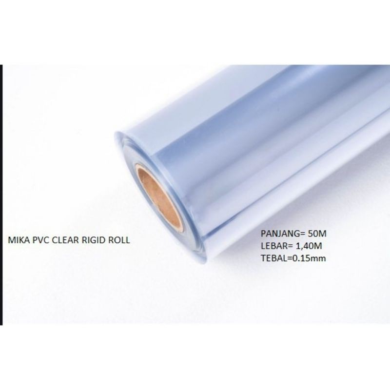 

Plastik Mika PVC Rigit / Kaku / Clear Roll Panjang 50m Lebar 1,4m Tebal 0.15mm