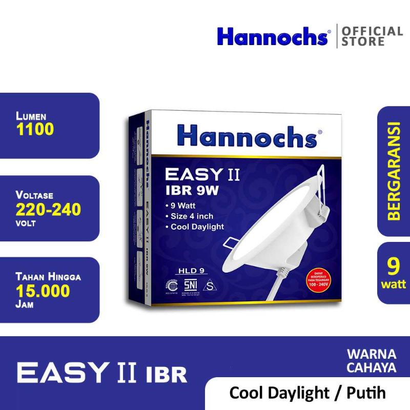 Hannochs Downlight LED EASY II 3w/5w/7w/9w/12w/15w IBR Cahaya Putih