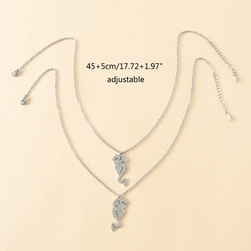 Kalung Dengan Liontin Bentuk Naga Bahan Stainless Steel Untuk Wanita