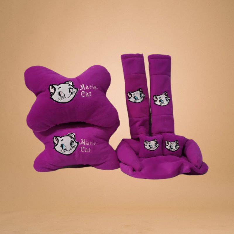 bantal mobil leher karakter marie cat set 3in1