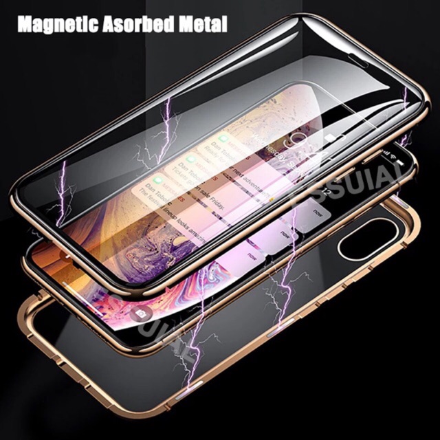 Mi Note 7 Note 8 Note 8 Pro Note 10 CC9 Pro Case Handphone Slim Magnetic Glass Casing Redmi Xiaomi Slim Magnetic Double Glass 360 Coverage