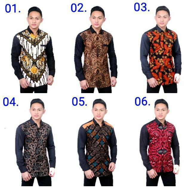 MEN SALE BATIK PRIA SLIM FIT LENGAN PANJANG KOMBINASI HITAM