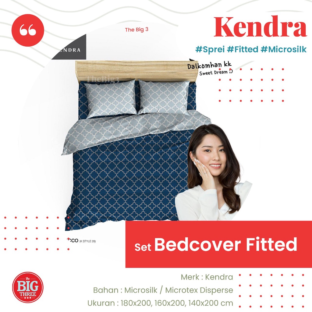 KENDRA Bedcover + Sprei 180x200 / 160x200 motif Arisan Amaris Busan Coffee Love Casablanca Love In Paris Terra Viggo Gangnam London Little Mushroom Amaris Provence  Iris  Little Star  Honeycomb - King 180 BC