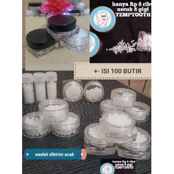 Hjp09 TEMPTOOTH ISI KURLEB 100 BUTIR  TEMTOOTH/ FAIRYTOOTH GEL MEMBUAT GIGI PALSU MENAMBAL GIGI JADI