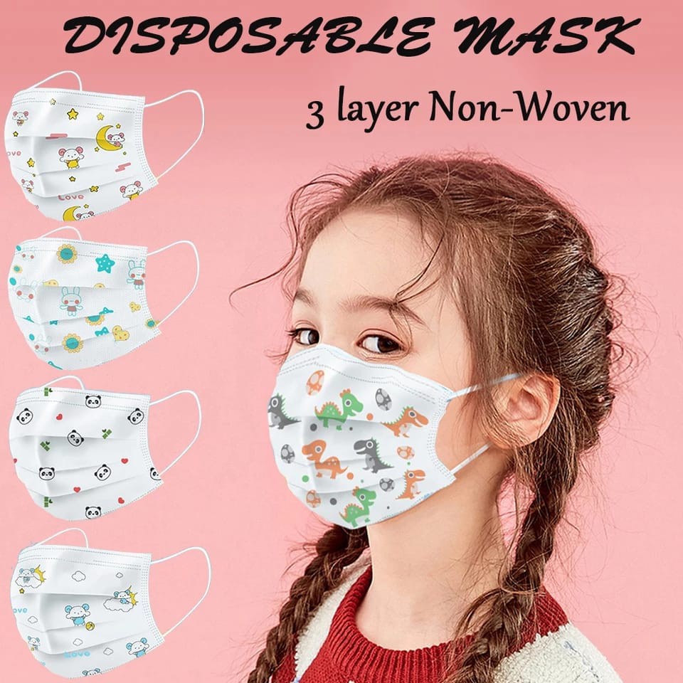 1 Pak isi 10 pcs Masker Anak Disposible Mask For Children Unisex Cewek Cowok / Masker Anak Anti Viru