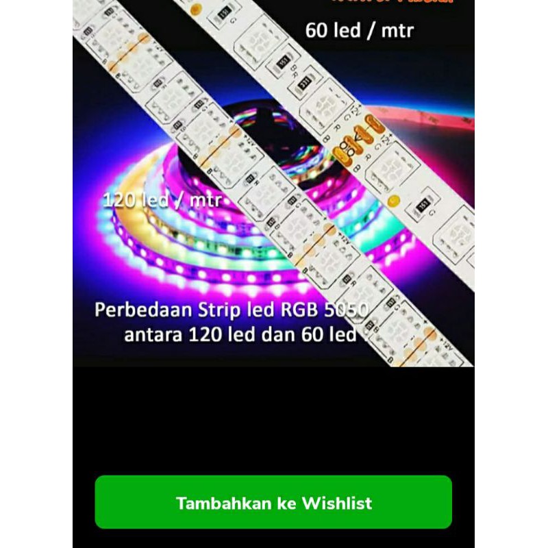 led strip rgb 12v tipe 5050 120led/meter panjang 1rol 5meter waterproof