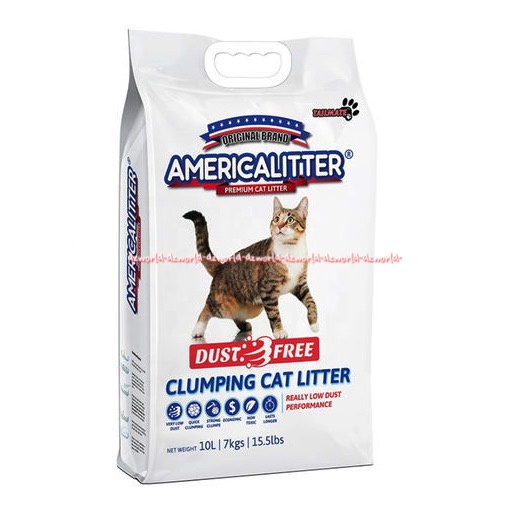 Americalitter Dust Free 10L Clumping Cat Litter America litter Pasir Kucing Bebas Debu Mengontrol Bau Tidak Sedap 10 Litter