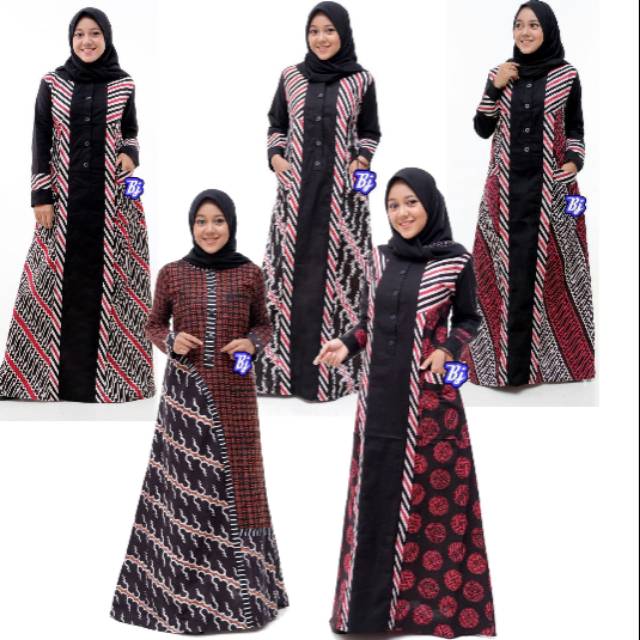 Gamis Batik Ori Cap Kombinasi Polos Ready Sampel Jumbo Shopee Indonesia