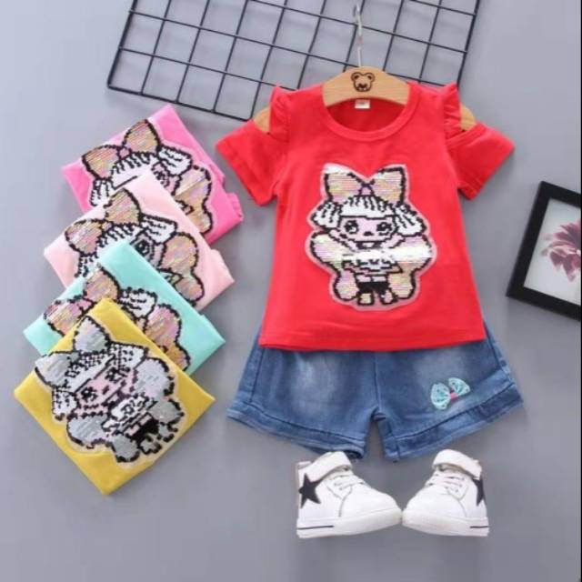 Set Kaos LOL Anak/ Set Kaos Butterfly Anak/ Set LOL 1-4 tahun/ Baju Celana LOL/ Setelan LOL Anak