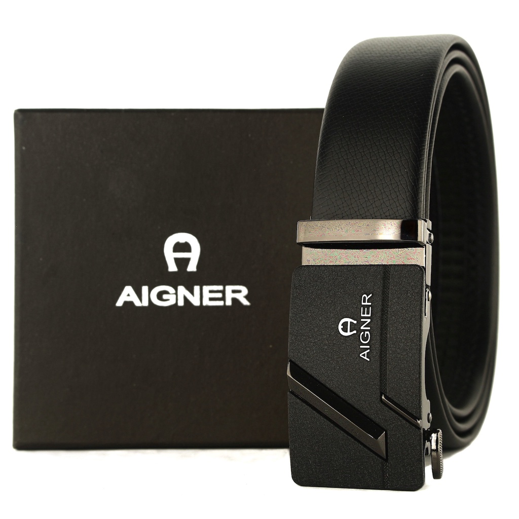 IKAT PINGGANG PRIA REL KULIT | BIG SIZE | GESPER AIGNER BLACK 150CM PREMIUM QUALITY MEN BELT CMP