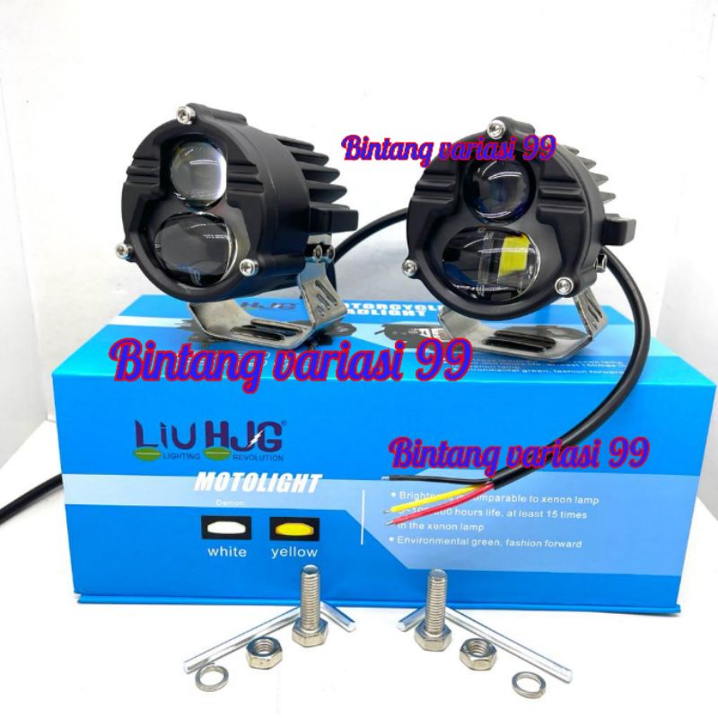 LAMPU TEMBAK LED FOGLAMP HJG MT28 MT 28 55WATT HIGH LOW LASER GUN PUTIH KUNING HARGA SEPASANG