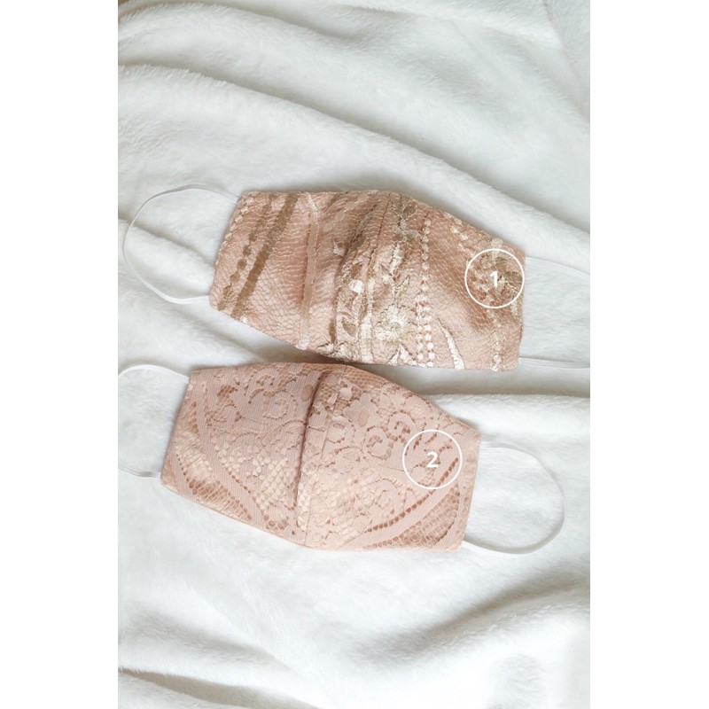 Masker Kain Lace Brukat Light Gold