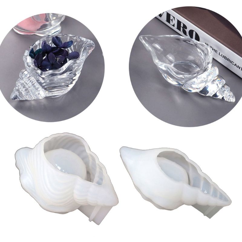 SIY  Large Conch Holder Silicone Resin Mold Makp Up Egg Stand Epoxy Resin Mould Conch Shape Beauty Blender Rack Mold Art Tool