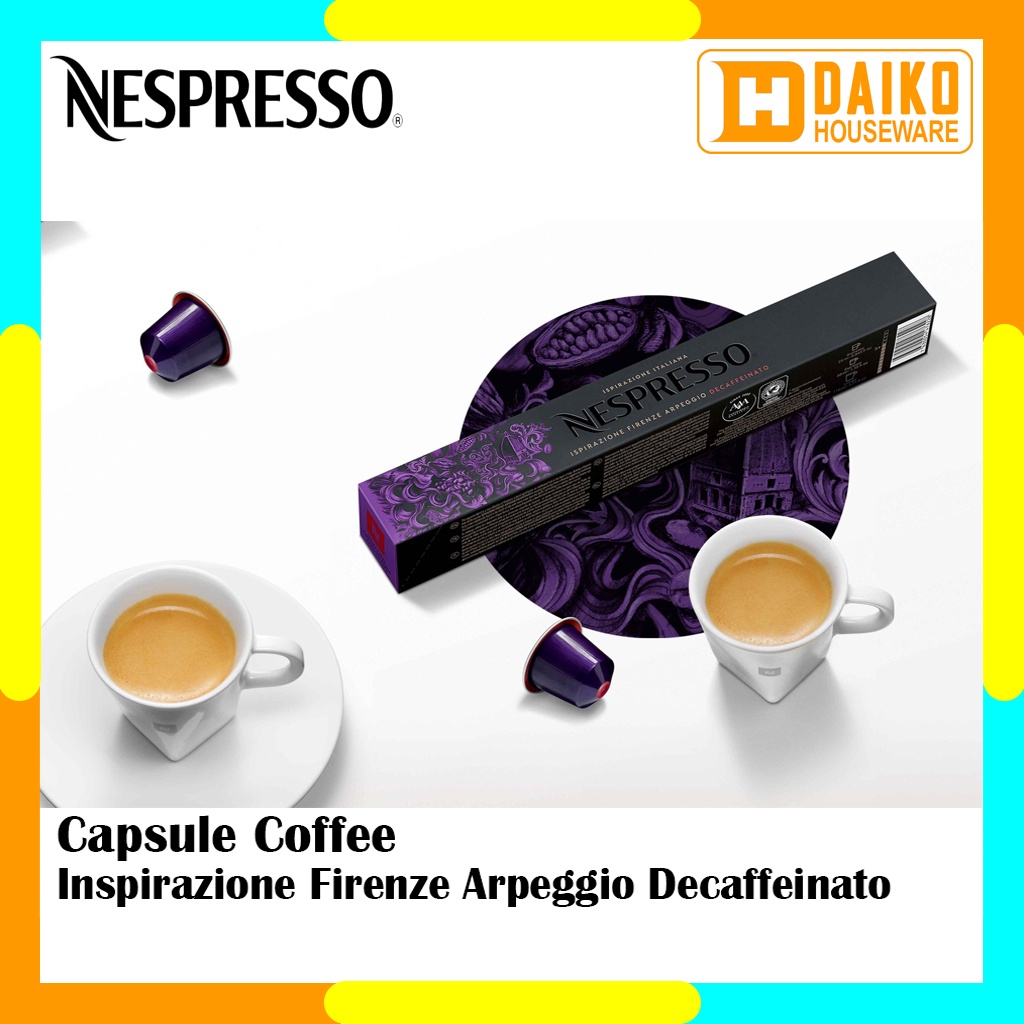 Capsule Nespresso Ispirazione Firenze Arpeggio Decaffeinato Original Nestle 1 Pack - Nespresso Arpeggio Decaf - Coffee Ispirazione Italiana Kopi Kapsul Expired Panjang