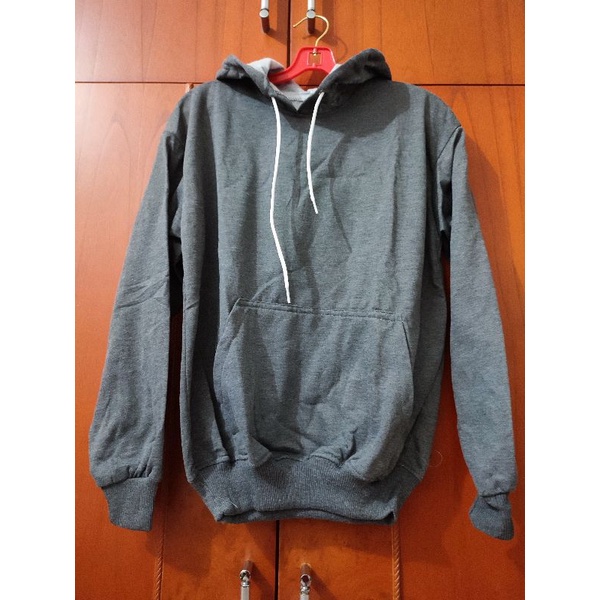 SWEATER HOODIE POLOS CEWEK COWOK FIT XL-Abu tua