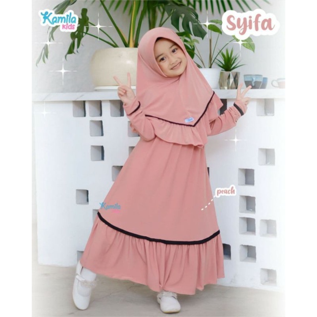 Syifa Dress Kids By Kamila kids ||Gamis anak set hijab
