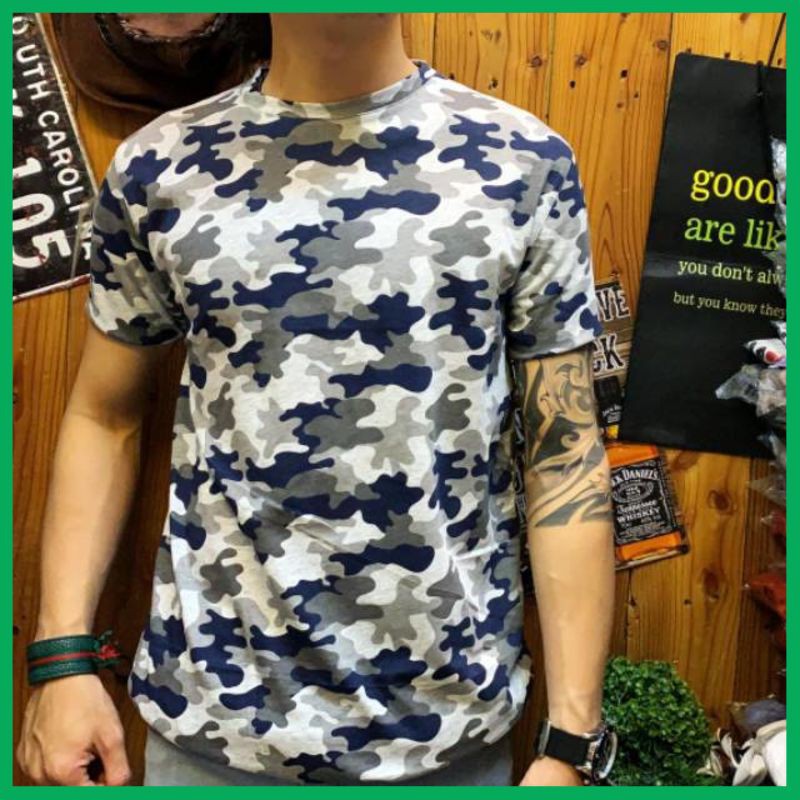Kaos Allsize Pria IOO pria army full printing kaos loreng Kaos Premium