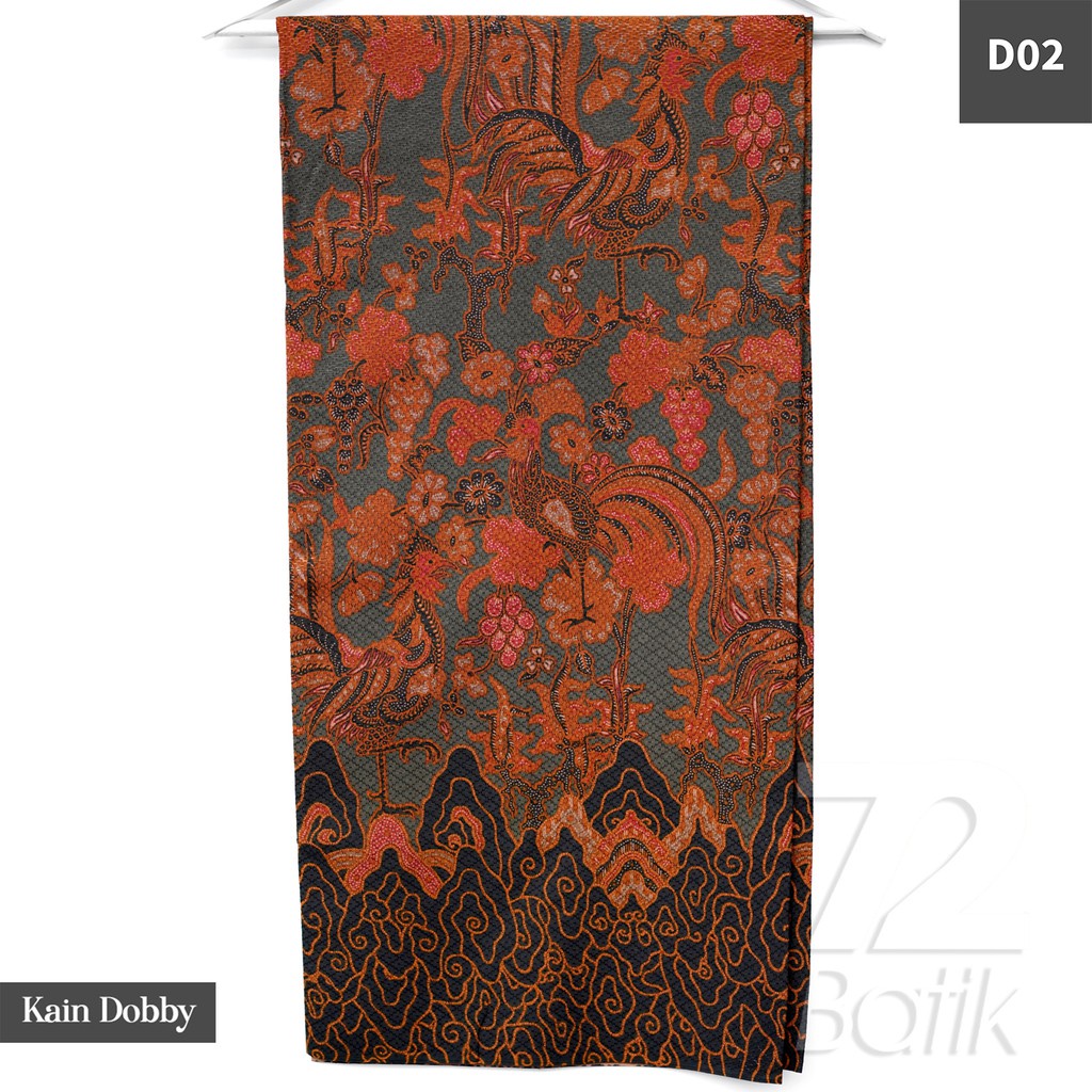 KAIN BATIK PREMIUM Bahan Dobby Motif Jago Alas Warna Hitam Black Orange 725803 CAP 72 - Jarik Jarit Samping Kebat Panjang Batik Dobby Modern Premium Bahan Seragam Batik Pernikahan Kantor Keluarga Murah Kamen Jadi Batik Bali Lembaran