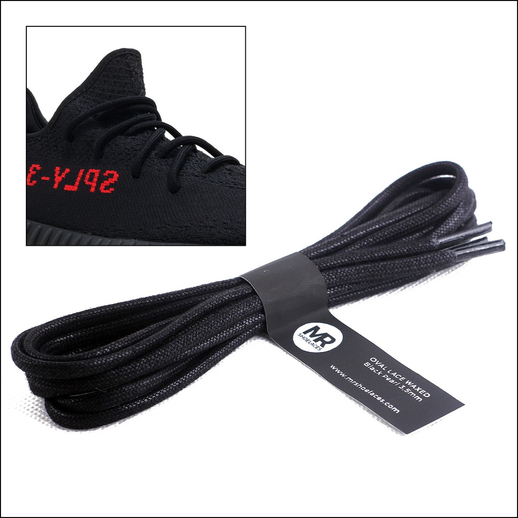 MR Shoelaces FC01 Hitam BLACK PEARL Tali Sepatu Lilin Oval 3.5mm (Waxed Laces) 50cm 80cm 100cm 120cm 150cm 200cm - Premium Shoelace