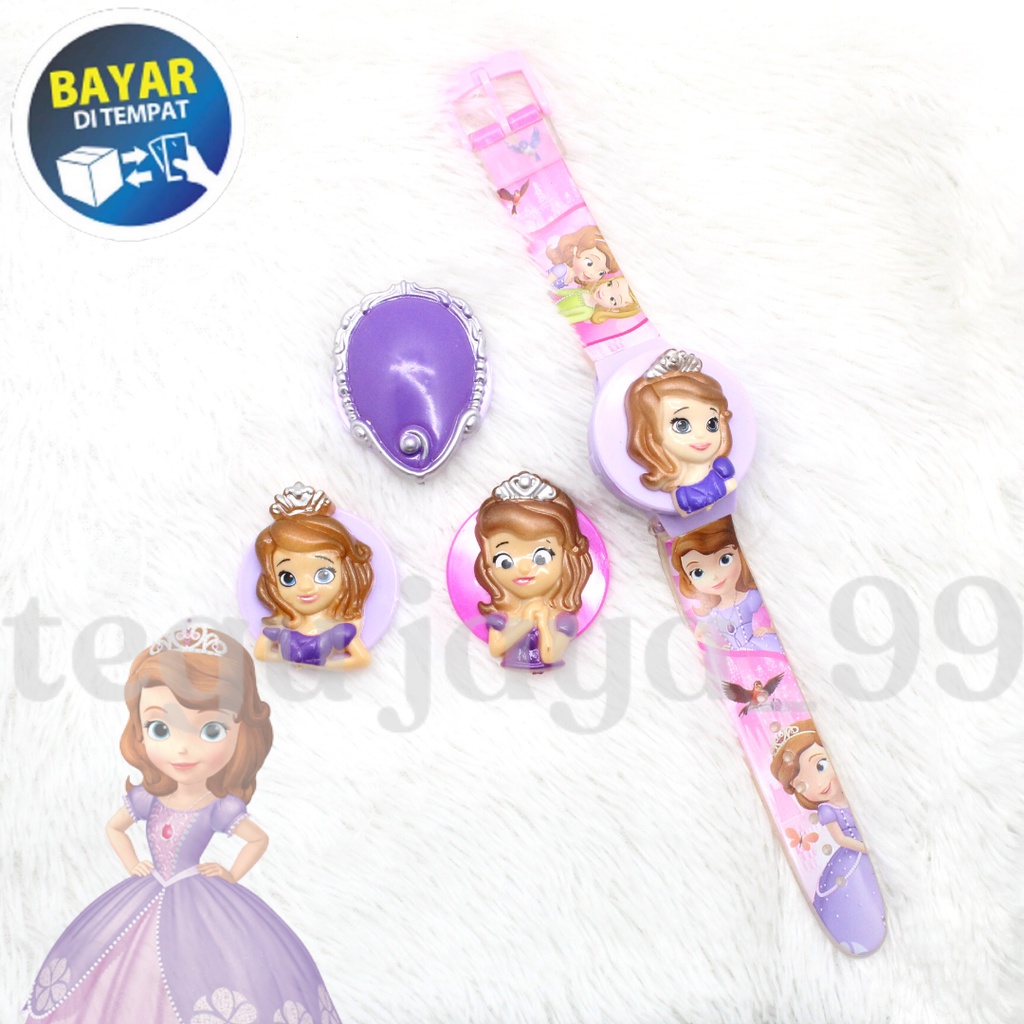 JAM TANGAN FASHION ANAK PEREMPUAN 4 IN 1 STARP KARET KARAKTER PUTRI TE158