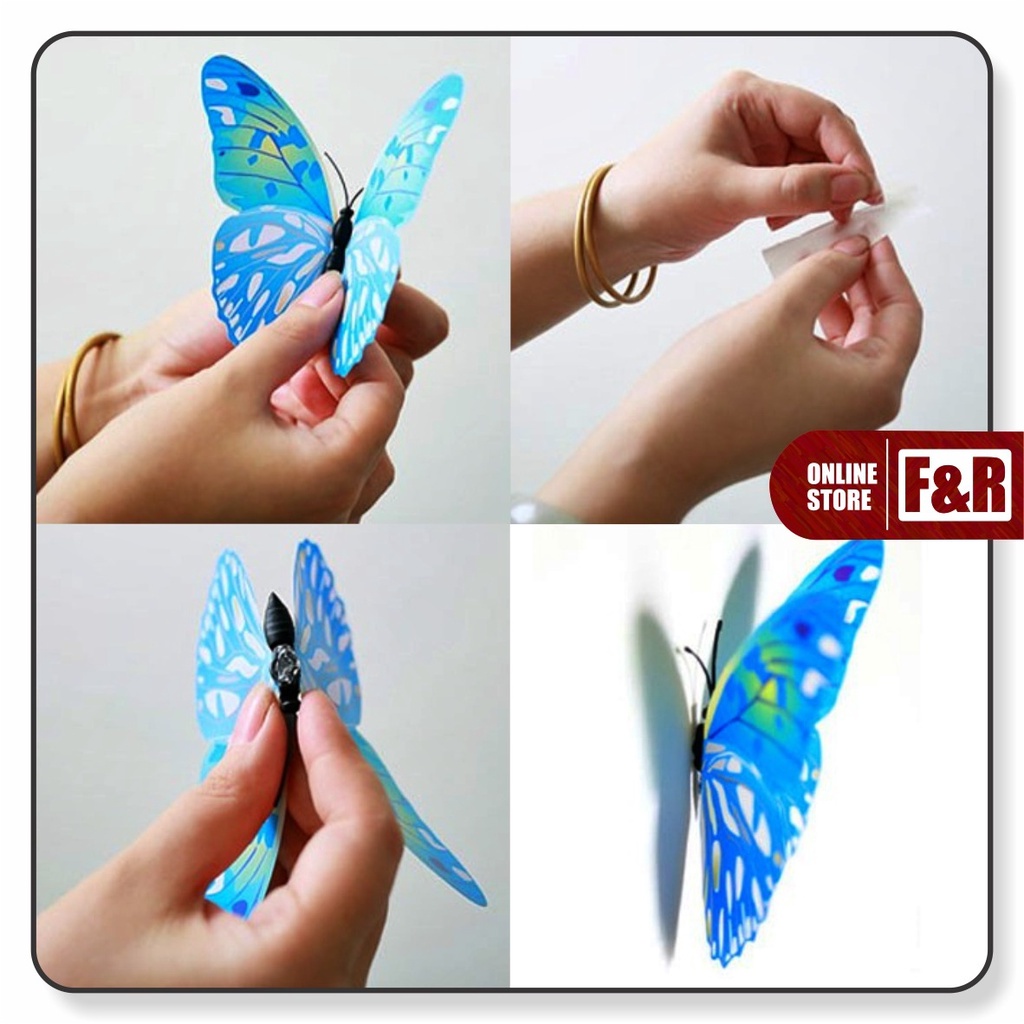 Stiker dan Magnet Tempelan Kulkas Dekorasi Dinding Tembok Motif Kupu Kupu 3D Wall Sticker Butterfly