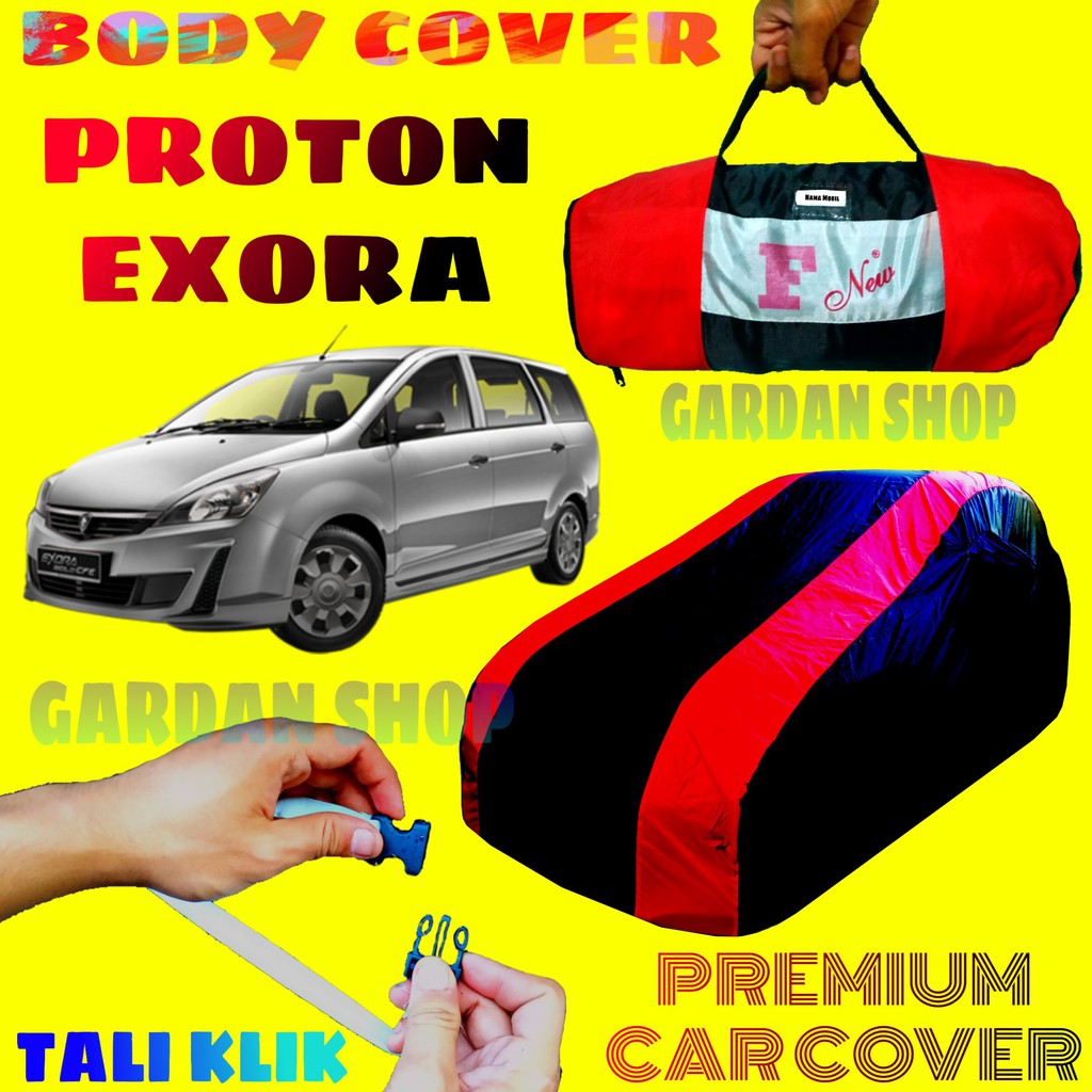 Body Cover PROTON EXORA Sarung MERAH Penutup Pelindung Bodi Mobil Exora Waterproof PREMIUM Red Cover