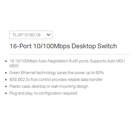 TP-Link TL-SF1016D 16-port 10/100 Switch Hub Plastic Case | TPLink GARANSI RESMI