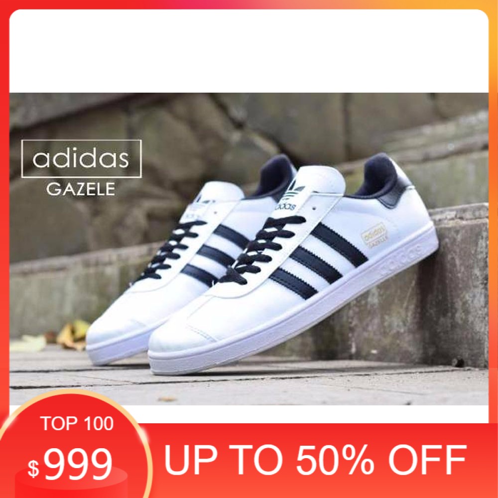 Termurah Sepatu Sneakers Pria Adidas Gazelle Putih List Hitam MURAH CEWEKCOWOK