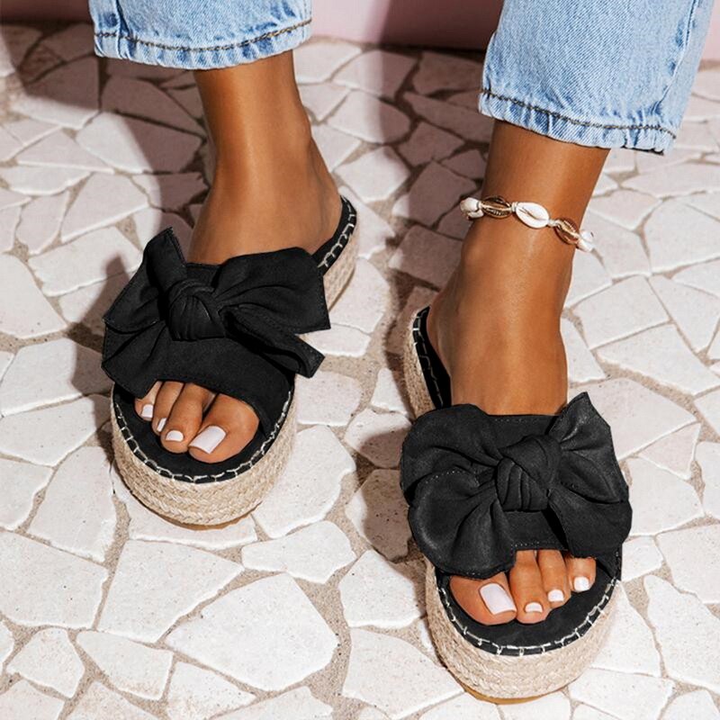 slip on bow sandals