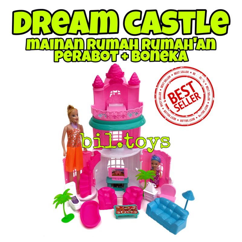 DREAM CASTLE MAINAN ANAK PEREMPUAN RUMAH BERBI LH4 + KUDA PONI / LH5 +BERBI