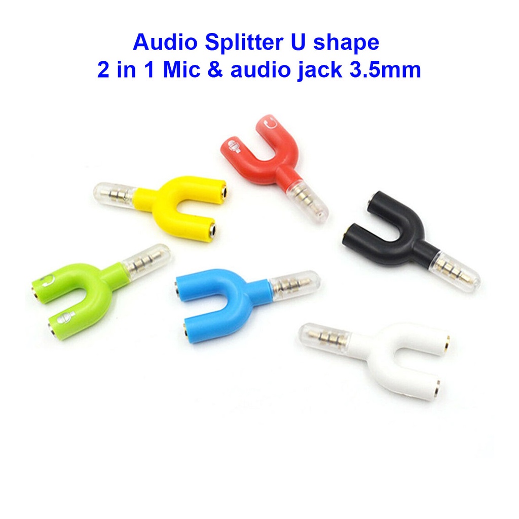 U shape Audio splitter 2 in 1 Mic & Audio Jack 3,5 Audio splitter U shape