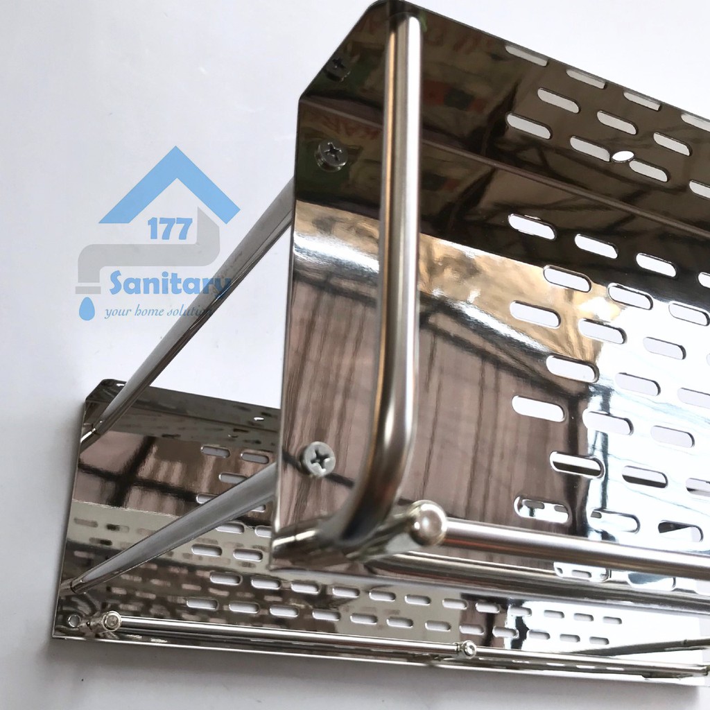 Rak 2 persegi Susun Stainless Murah 40-Tempat Sabun Shampo double rak Kamar Mandi tempat bumbu Dapur kitchen rack /A46