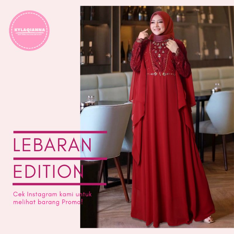 DRESS MAXI GAUN PESTA CITRA KIRANA ORI REAL PICTURE MUSLIM BAJU MEWAH ELEGANT BAHAN BRUKAT CERUTI BA