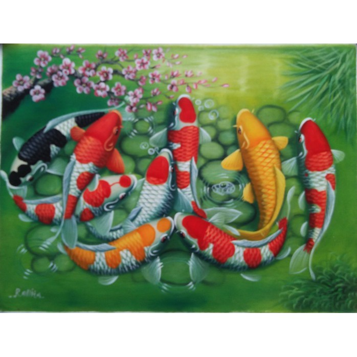 15 Gambar Lukisan Ikan  Koi 3d  Rudi Gambar