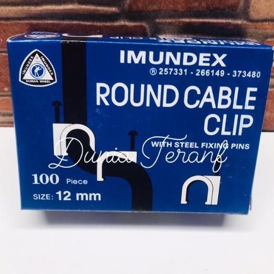 100bj Klem Kabel IMUNDEX 12 mm lengkap paku beton - Round Cable Clip 12mm - Clem Kabel Cleam